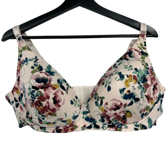 Torrid Floral Bra 40C wideside band microfiber knit wire free plunge womens - Picture 1 of 10